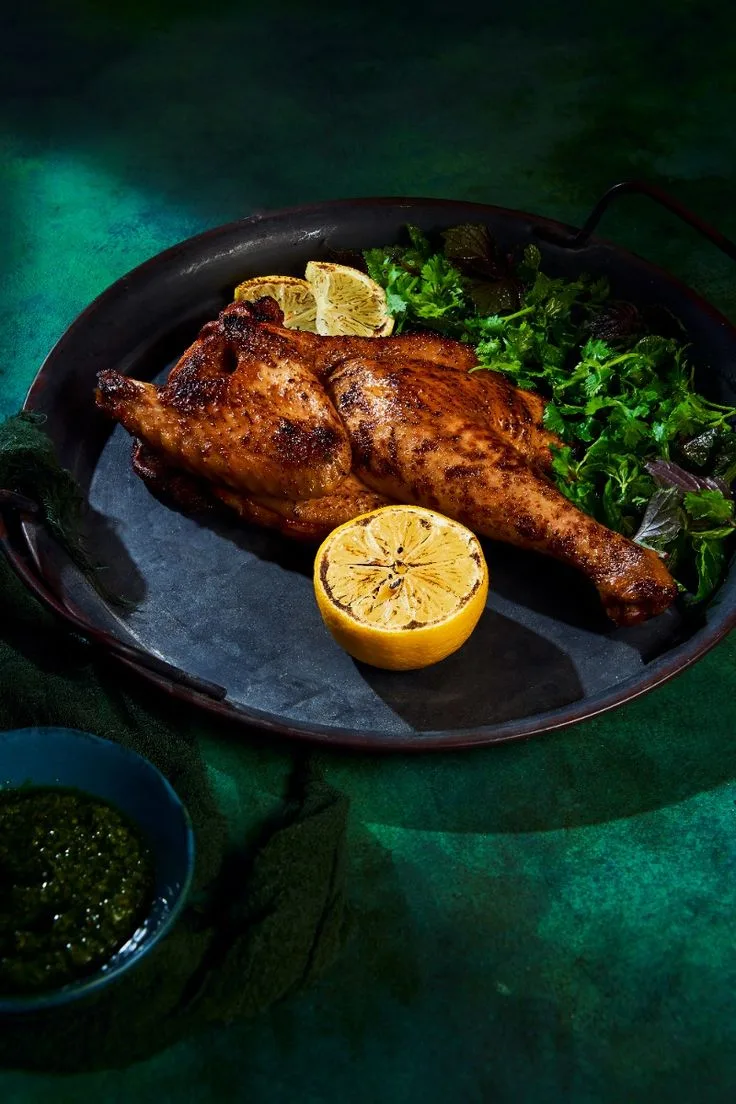 Roast chicken with lemon and fresh herbs from Desi Vibes